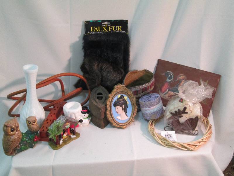 plastic Nativty,2 cast irons,candle...