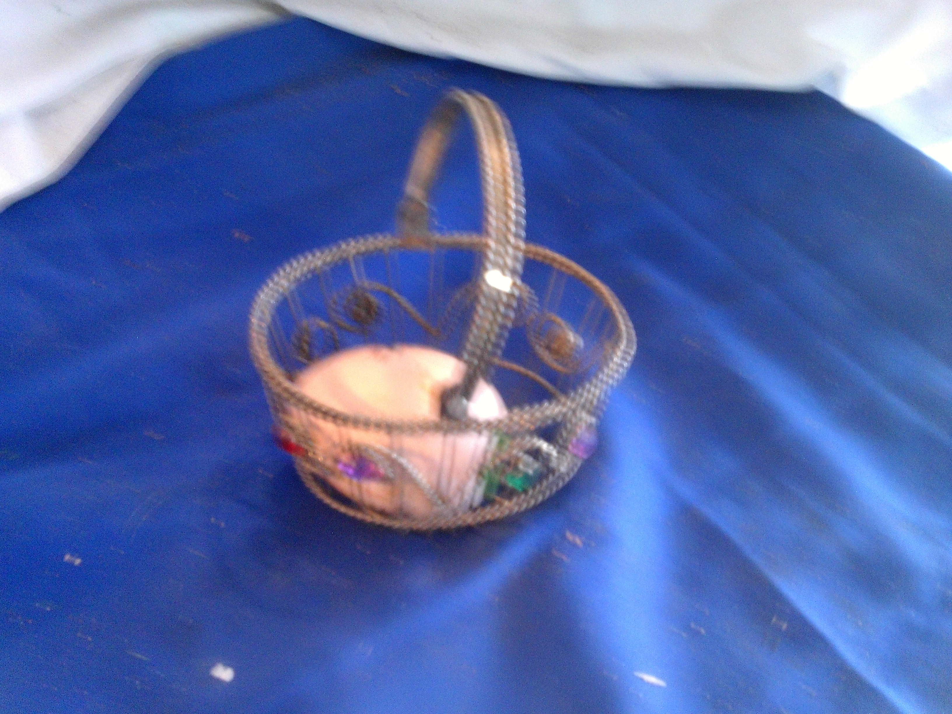 vintage metal egg basket