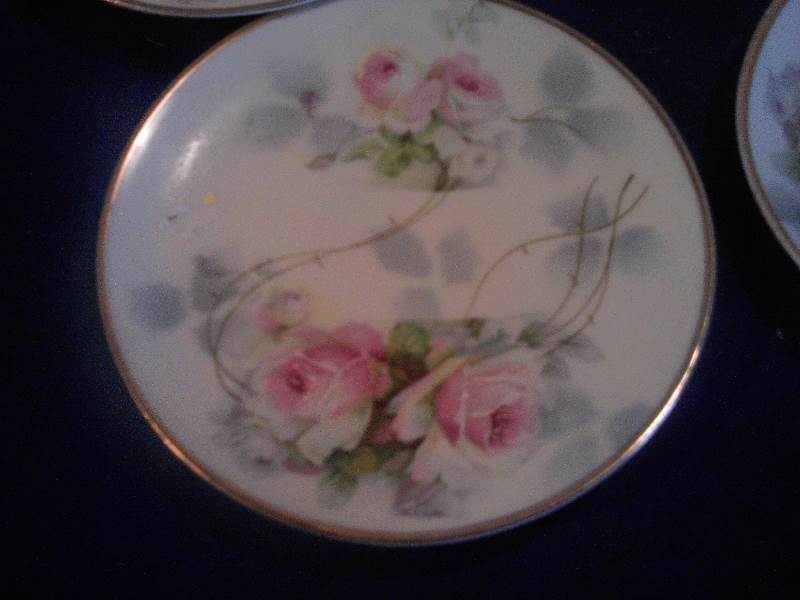 vintage signed roses desert plates