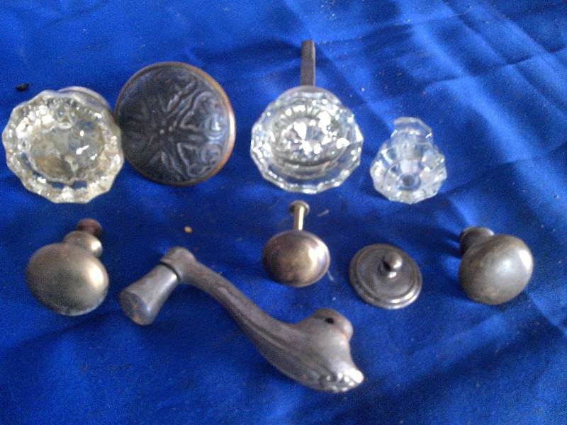 antique glass and metal door knobs
