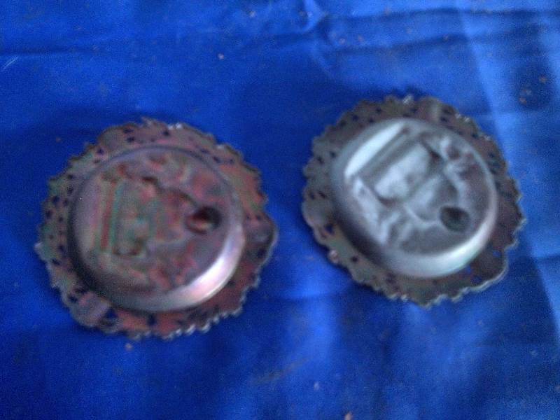 2 antique brass ashtrays