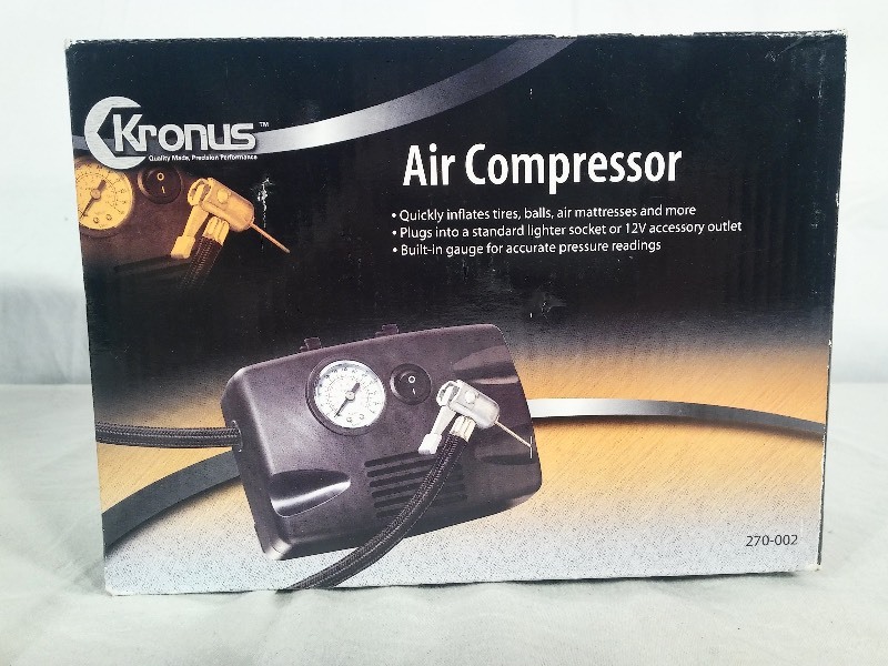 Small Car Adapter Air Compressor & Plastic ToolTackle Box (both new)