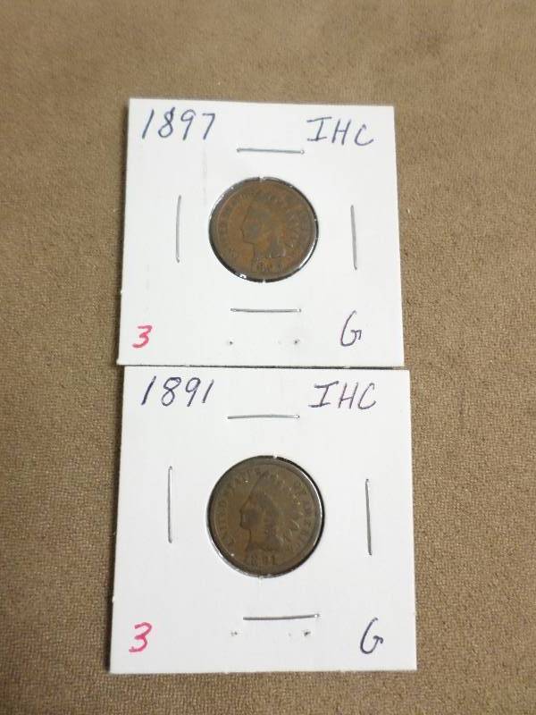 1891 G, 1897 G, Indian Head Cents...
