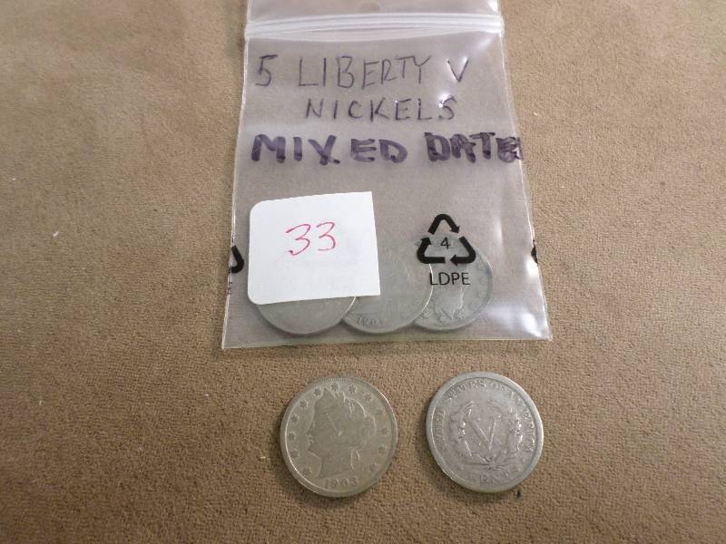 5 Mixed Dates Liberty Nickels...