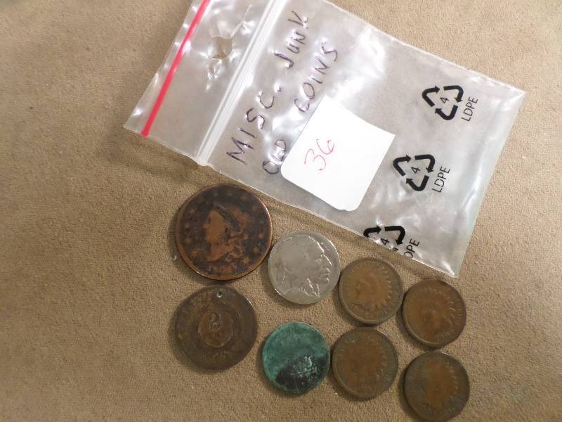 8 Mixed Junk Coins, Lg.Cent, 2 Cent...