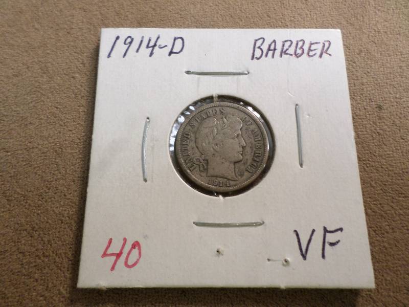 1914-D VF, Barber Dime...