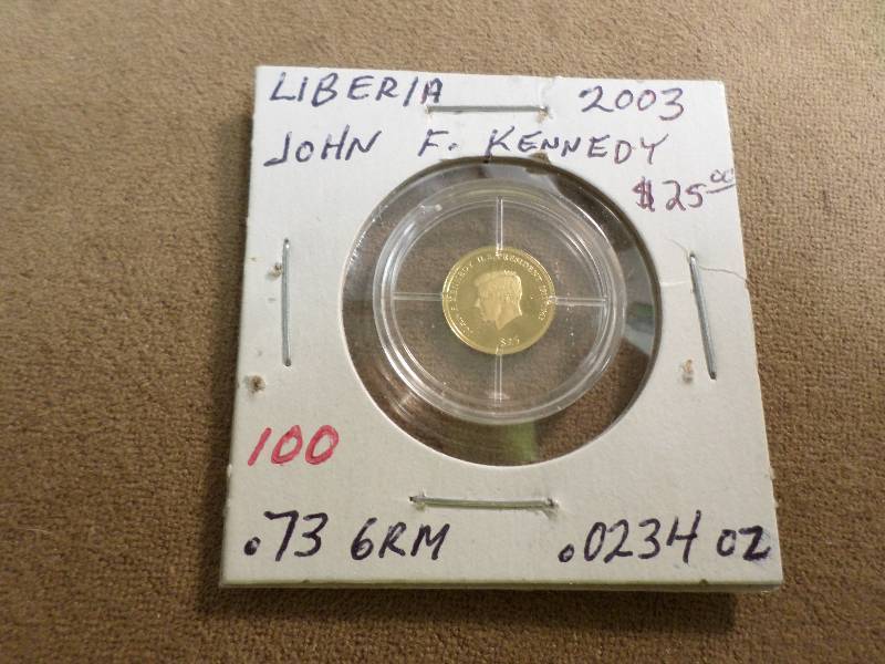 2003 Liberia JFK Gold 25$ Coin, .73...