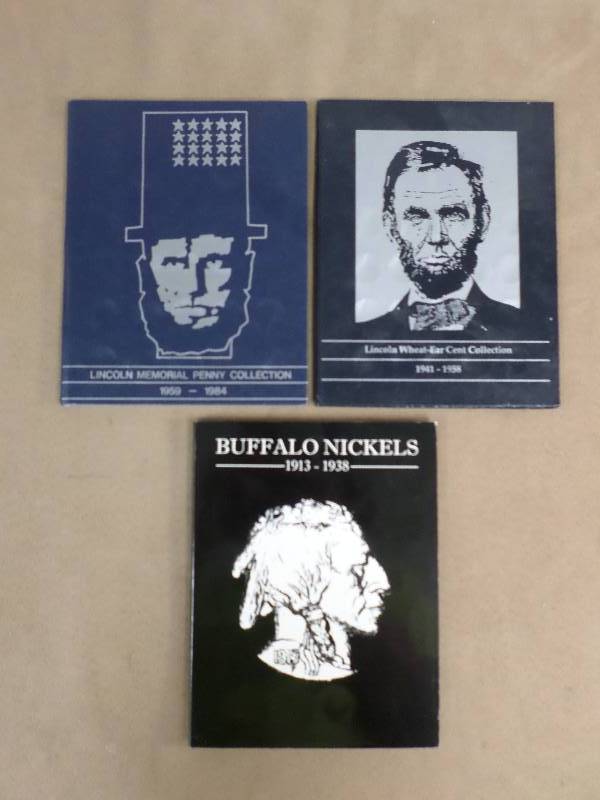 3 misc coin folders, Lincoln Cents,...