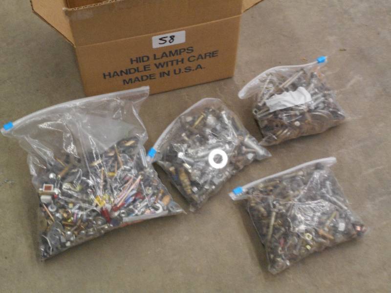 Box Of Misc Bags Full Of Nuts-Bolts...