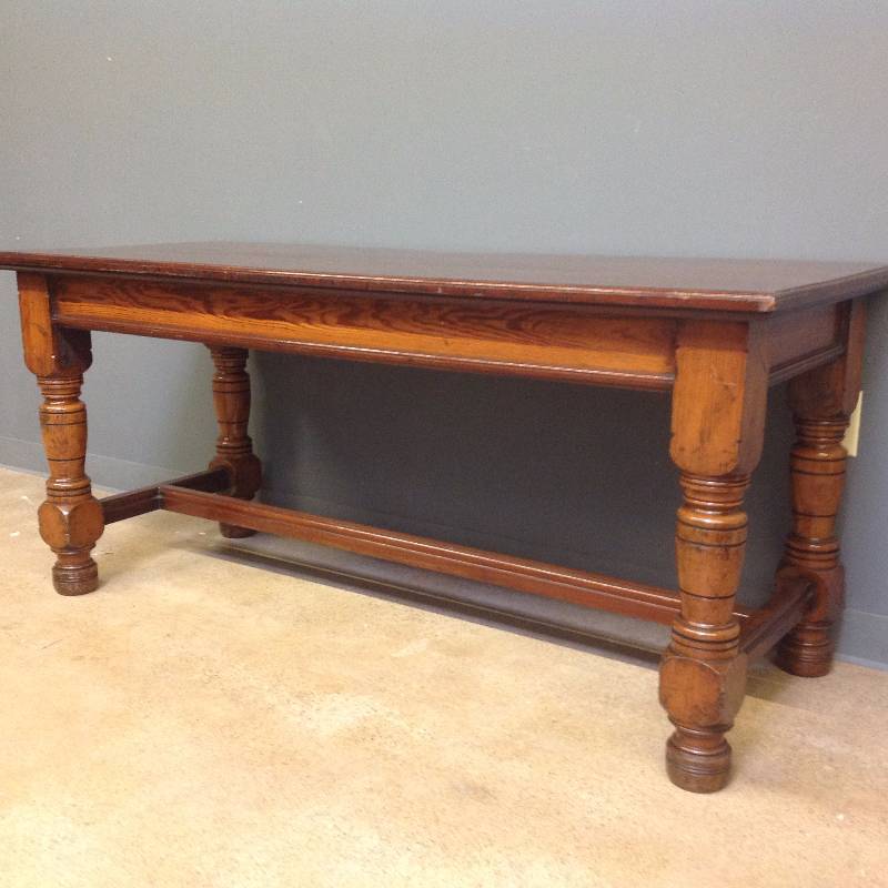1920s English Solid Mahogany & Pine Country House Table