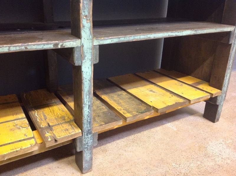 English Designer Reclaimed Industrial Table & Storage