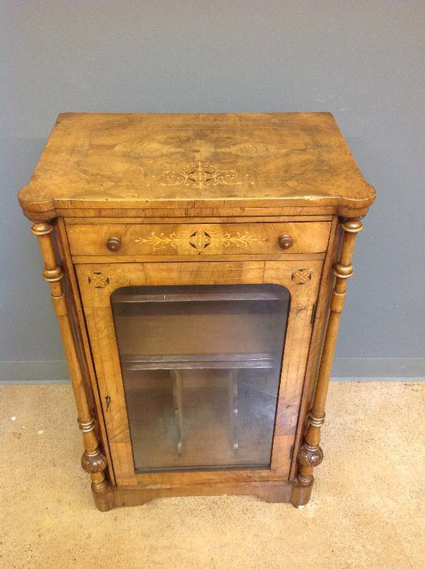 Outstanding English Victorian Burr Walnut Music Cabinet