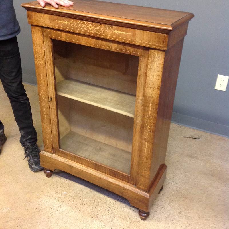 1880s Victorian Walnut Pier Cabinet with Gorgeous Inlay