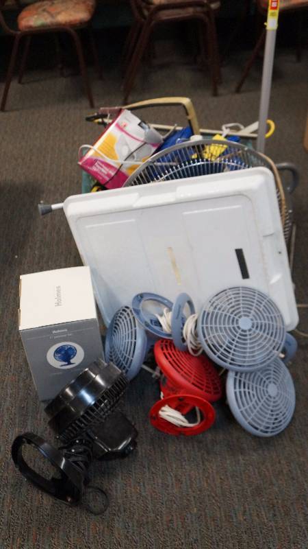 Large Lot of Fans, Flashlights & Extension Cords