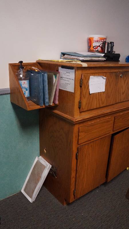 Wood Cabinet with Audio Equipment
