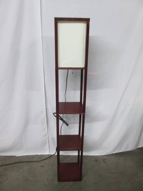 lot 48 image: McLeland Design Wood Floor Lamp - Cherry