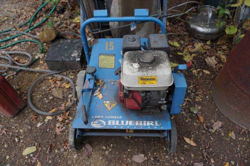 lot 8 image: Blue Bird Easy Scrape Power Lawn Comber