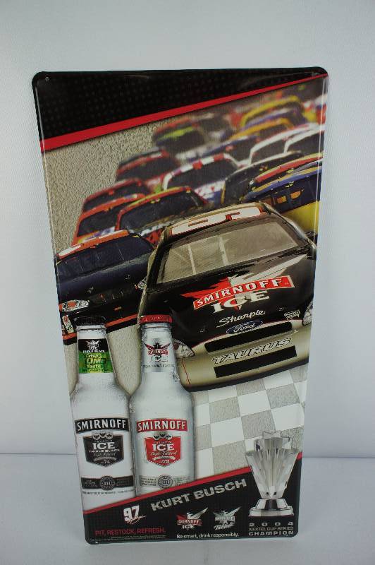 lot 62 image: Kurt Busch Smirnoff Tin Sign