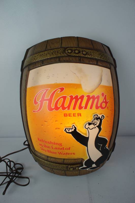lot 87 image: Hamms Lighted Barrel-Keg Sign