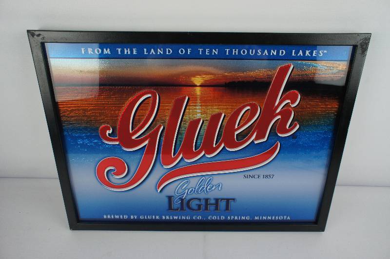 lot 130 image: Gluek Golden Light Lake Sunset Reflective Plaque