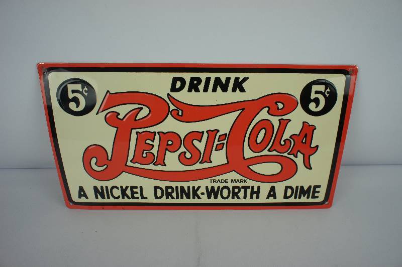 lot 140 image: Pepsi & Cola Metal Embossed Sign