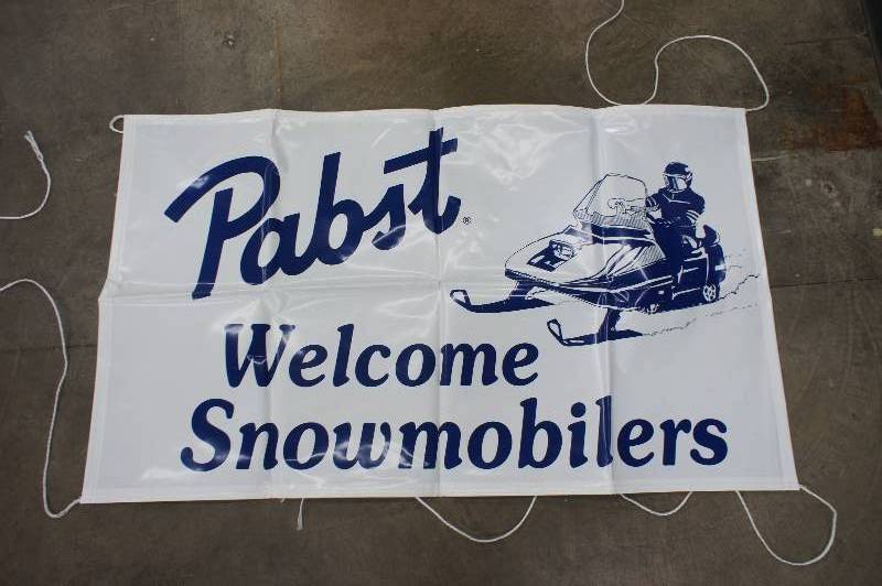 lot 142 image: Pabst Welcome Snowmobilers Vinyl Banner