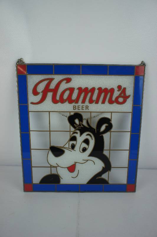 lot 154 image: Hamms Stained Glass Bear Hanging Sign