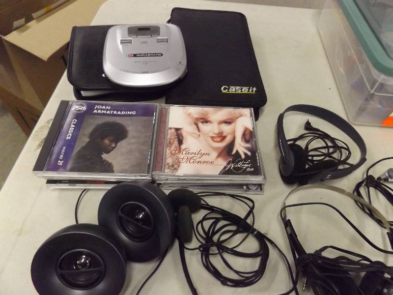 Portable CD Player, Headphones, Speakers, CDs