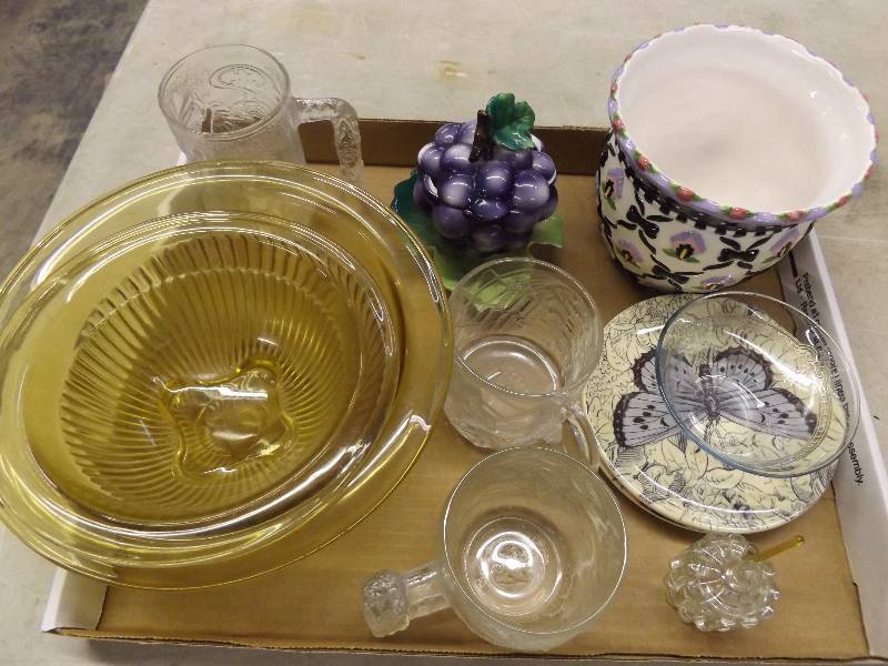 Clear and Yellow Glass, Fiesta Vase, More