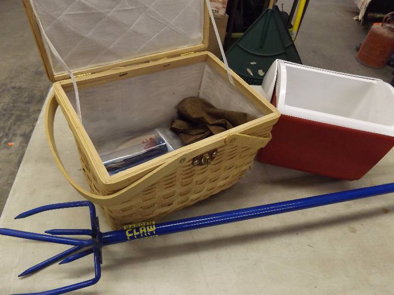Wicker Picnic Basket, Igloo Playmate, Garden Tool
