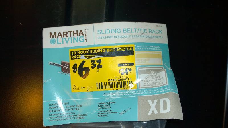 Martha Stewart Living sliding belttie rack