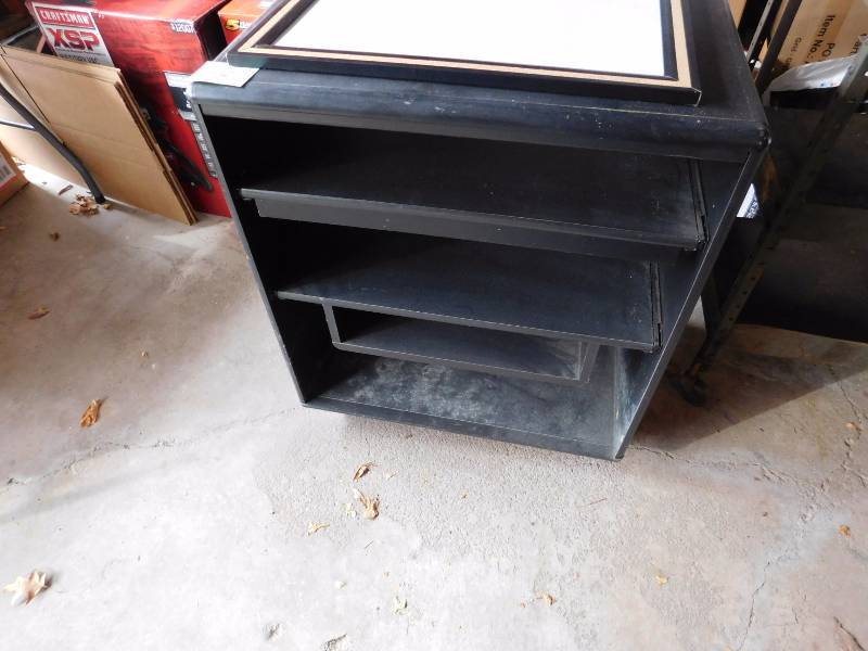 TV console stand with sliding shelves also a white board is included