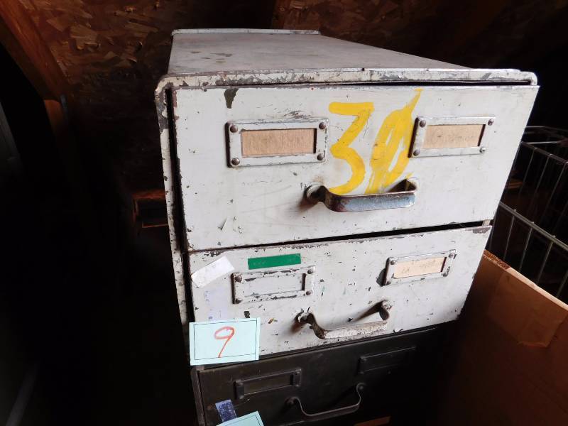 2 stackable metal drawers each unit has a divided drawer. see photos
