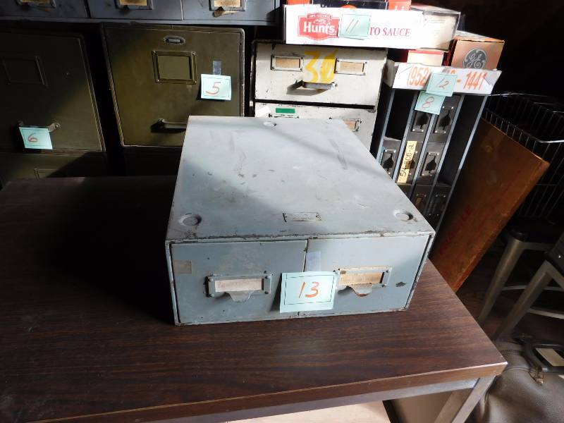 vintage metal two drawer unit