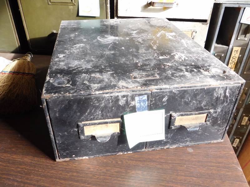 vintage metal two drawer unit