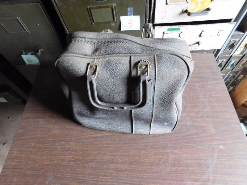 Vintage ladies bowling bag and ball with built in stand
