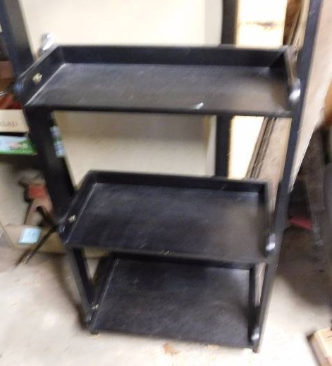 TWO Leaning Ladder Style Magazine  Book shelves on Black Finish