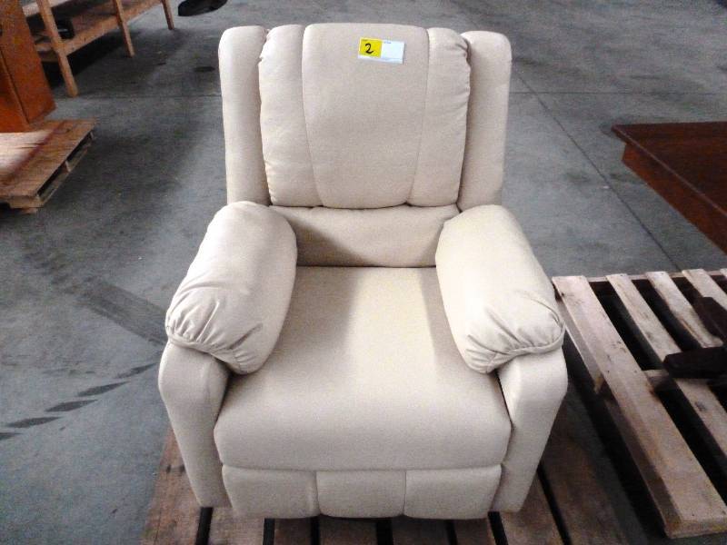 New Take-out Creme Leather Swivel Rocker Recliner