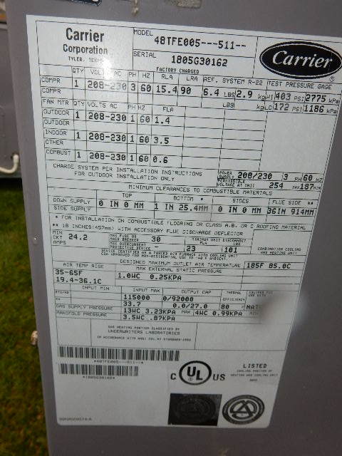 Carrier, Rooftop Air Unit.  Air ConditioningHeating