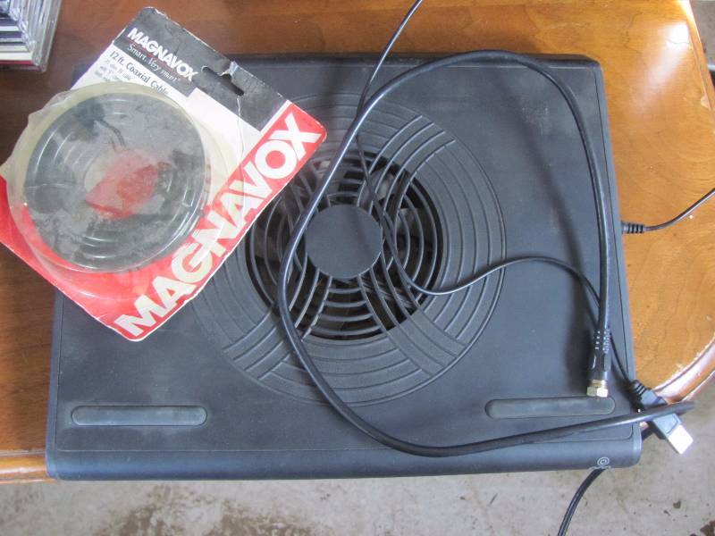 coax cables and lap top cooler