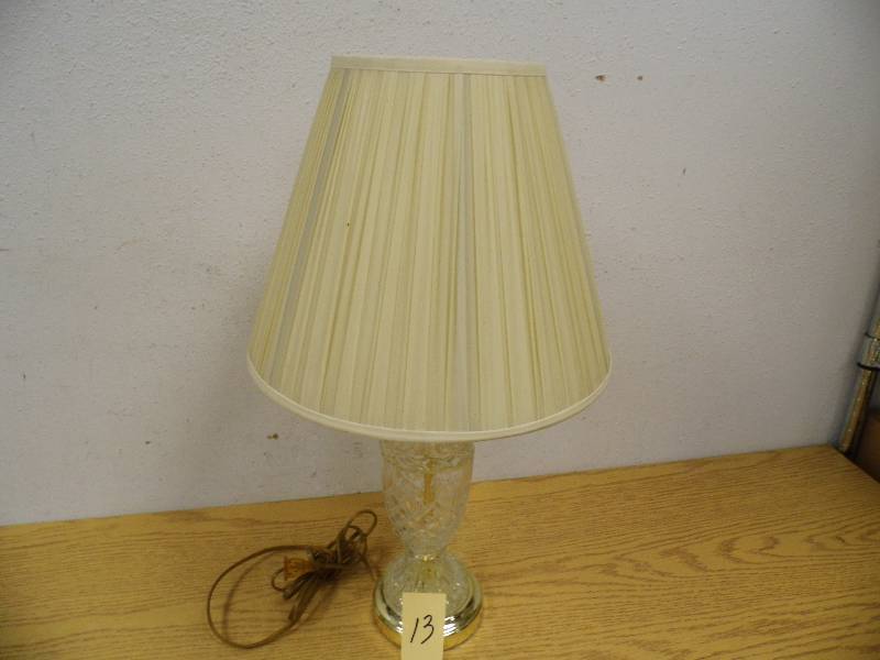 Cut Glass Lamp w Shade