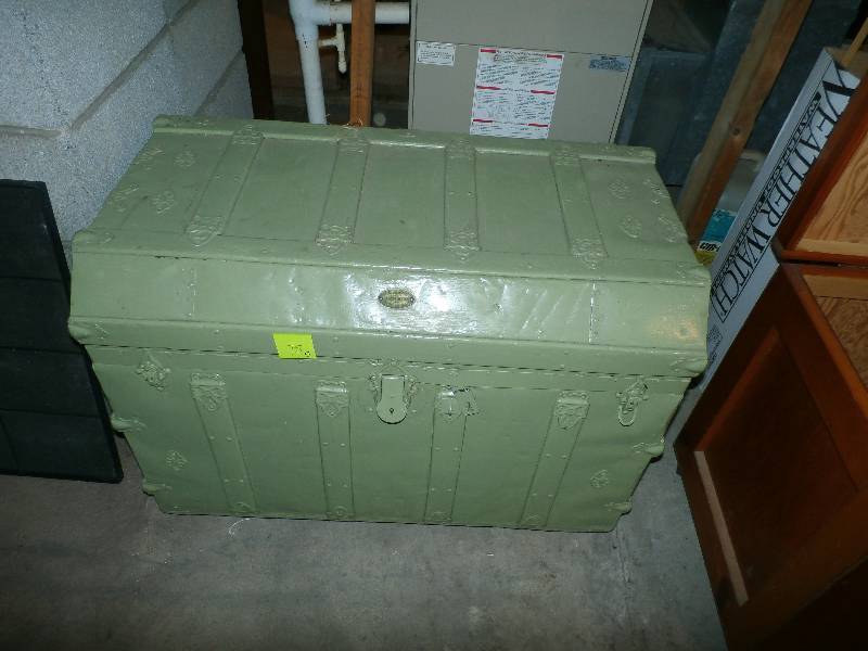 Green steamer trunk