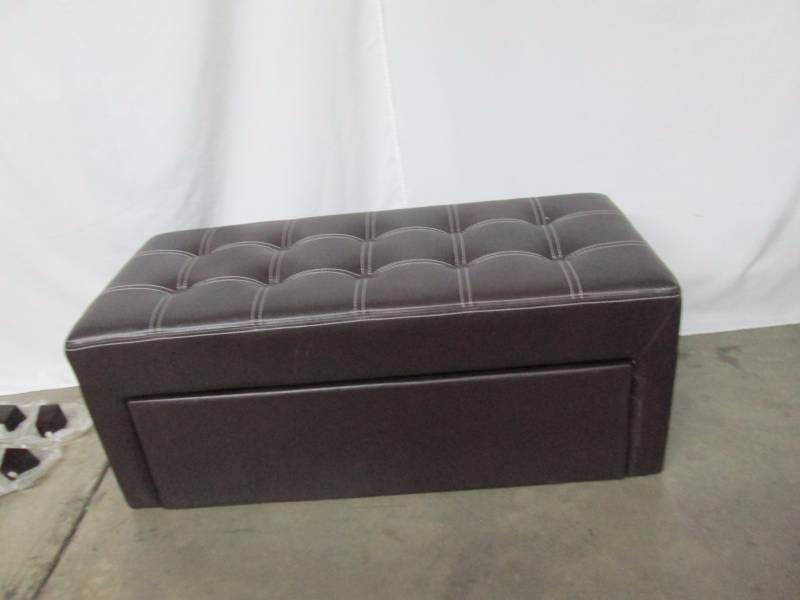 lot 24 image: Alcove Leather-Look Bench Ottoman with Drawer