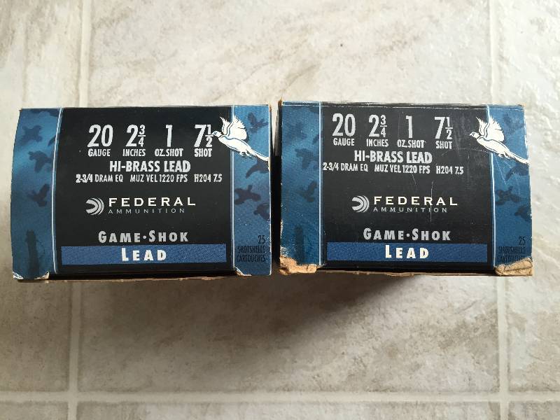 (2) Boxes of 20 Gauge 7 12 Lead Shot
