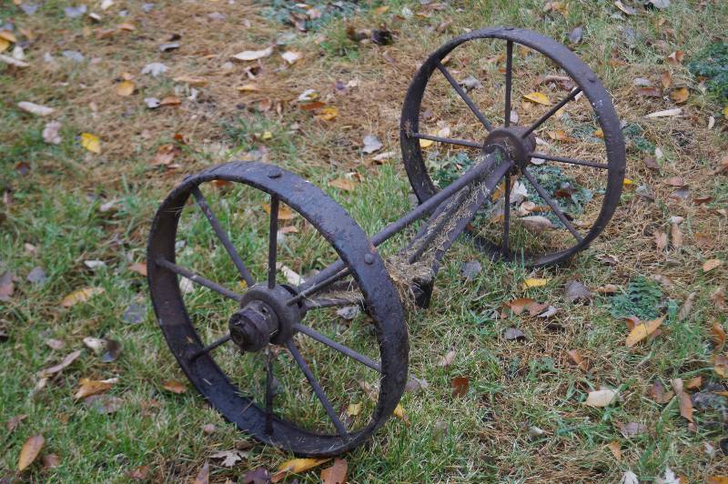 Vintage Steel wheels and axle