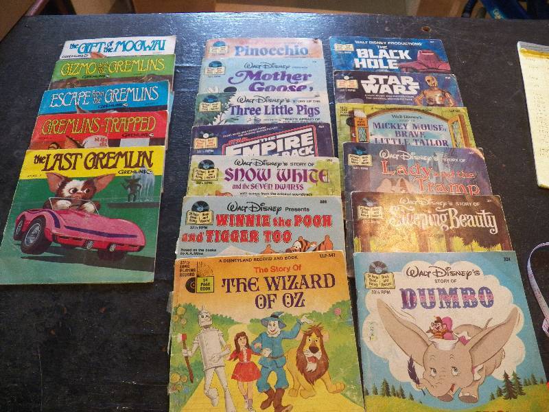 Vintage childrens Story records & Bag