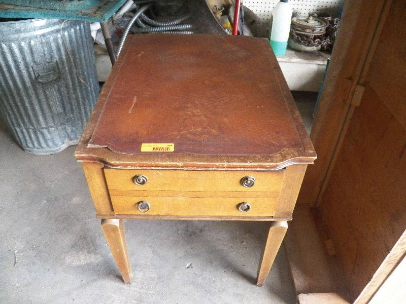 leather top side table mahogany