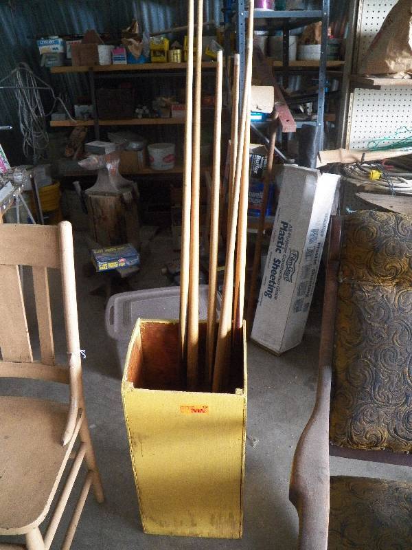 Wood bin & pool cues
