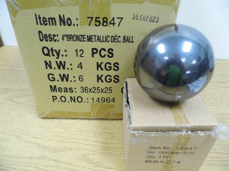 Case of 4 Bronze Metallic Deco Balls
