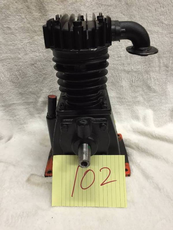 lot 102 image: 3 HP 145 PSI Cast Iron Twin Cylinder Air Compressor Pump not tested